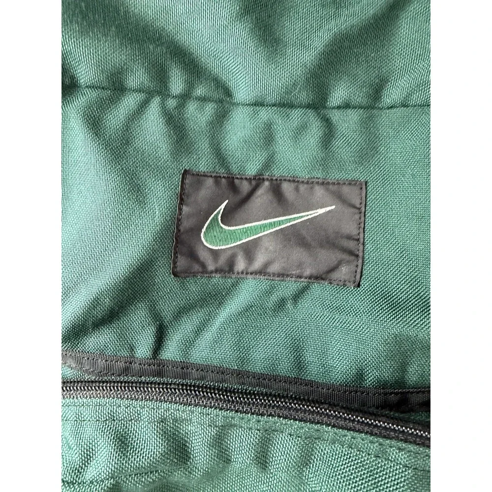 Vintage 90s NIKE Green/Brown LEATHER Base BACKPACK Athletic Outdoor Hike Gym Bag